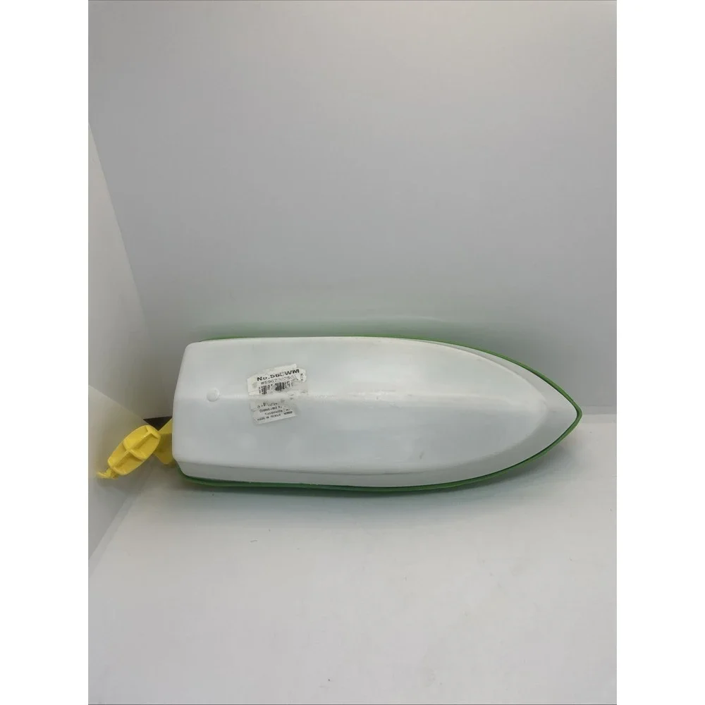 Vintage Processed Plastics Co speed boat motor boat, green & white & yellow, 11